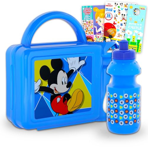 Disney Set di portapranzo con Topolino, set di contenitori per il pranzo in stile Bento, bottiglia d'acqua, adesivi, tatuaggi, altro contenitore per la scuola per bambini