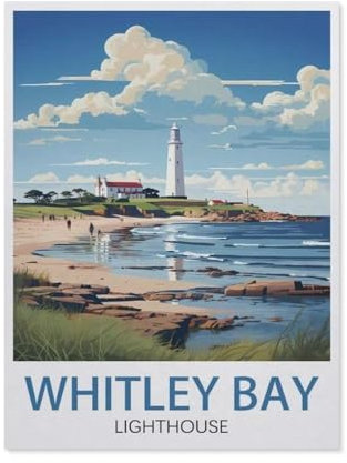 Puzzle，Whitley Bay Leuchtturm Vintage-Reiseposter，Für Kinder Und Erwachsene Papier Personalisiertes Puzzle-Spaß-Spiel 1000pcs（50x70cm）-BE81