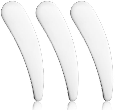 3pcs Stainless Steel Mini Makeup Spatula, Cosmetic Spatulas Skincare Scoop Applicator Facial Massage Beauty Tools Beauty Accessories for Mixing and Sampling Face Eye Cream (Silver 6.5x1.5cm)