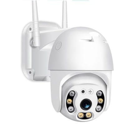 KKENZA Caméra IP extérieure PTZ WiFi 1080P Ycc365 Plus, Zoom numérique x4, détection de présence Humaine par IA, Surveillance de sécurité CCTV WiFi(1080P 64G Card)