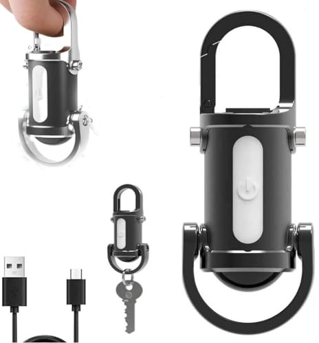 LUCKKY 1200LM Super Bright Mini Keychain Flashlight Waterproof, Lumilink Mini Flashlight, Rechargeable LED Keychain Torch, High Lumens EDC Pocket Flashlights for Hiking, Camping (Black)