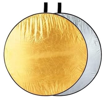 SUBLXPoten Licht-Reflektor 5-in-1-Fotoreflektor, zusammenklappbarer tragbarer Lichtdiffusor, runder/ovaler Reflektor in verschiedenen Größen for Fotostudio Fotografie Reflektor(30cm Silver Gold)