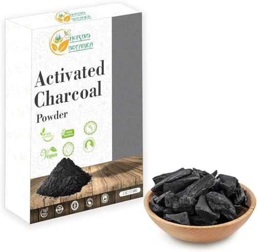 Herbs Botanica Activated Charcoal Powder 57 gms 100% Food Grade Bamboo Charcoal Powder for Baking, Soap Making, & DIY for Multiple Uses 2 oz