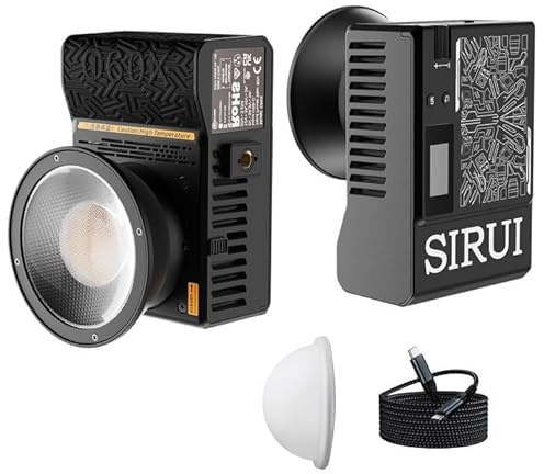 SIRUI C60X 60W Video-Licht 0.53kg 13000Lux Bluetooth | Geeignet für Studio- und Außenaufnahmen, hohe Farbtreue, kompakte Bauweise (0.53kg), schnelle 2h-Ladung, Bluetooth-Steuerung