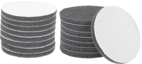 sourcing map 16pcs Scrubber Scouring Pads 1200 Grits 5 Inch Drill Power Brush Hoop and Loop Surface Conditioning Disc Drill Scuffing Disc Scrub Pads for Home Kitchen Cleaning, Light Gray