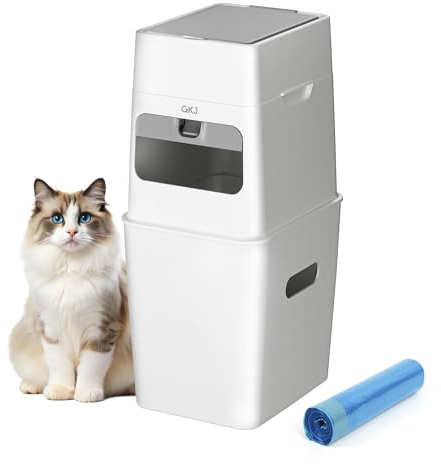 GKJ Cat Litter Trash Can, Cat Litter Disposal Bin | Garbage Disposal Diaper Pail | No Smell Cat Litter Pail | Pet Waste Pail for Cats, Dogs, Rabbits, Includes 1 Roll Refill Bag