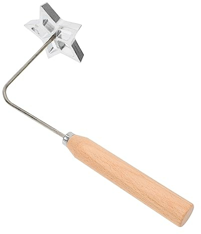 VALICLUD Moule à Friture en Aluminium Antiadhésif Étoile à Cinq Branches Manche en Bois, Ustensile Cuisine Pratique pour Snack Frit Maison