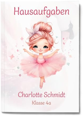 muckki.de Hausaufgabenheft Ballerina #1 DIN A5-48 Blatt mit Name und Klasse