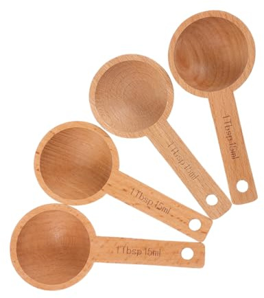Cuillère Doseuse à Café en Bois 4 Pièces 15ml Cuisine