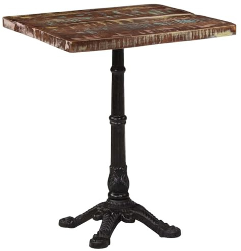 Generico Tavolo da Bistrot 60x60x76 cm in Legno Massello di Recupero,Marrone,19.5kg,321086