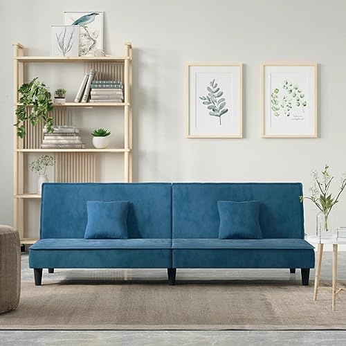 Frdhee Modern Mini Sofa Eckcouch Couchgarnitur,Schlafsofa Blau Samt,Für Wohnzimmer,Schlafzimmer,Balkon,Schnell Zu Montieren