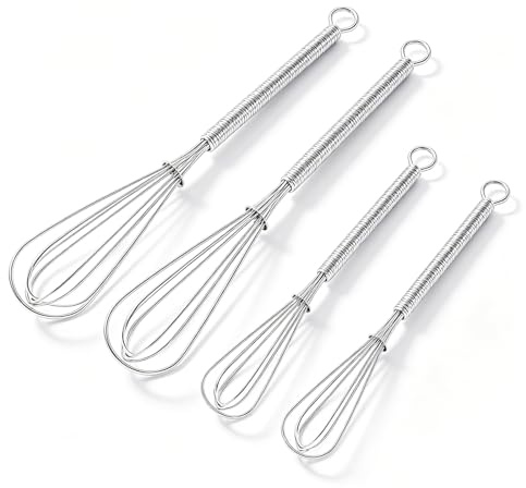 4Pack Mini Whisk,5+7 304Stainless Steel Small Whisk for Cooking | Two pieces per size,Blending, Whisking, Beating and Stirring - Small Hand Whisk for Gravy, Sauces and Eggs