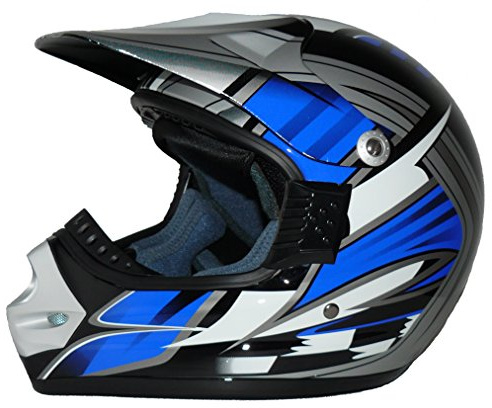 Protectwear Crosshelm Endurohelm, Blau/Weiß/Schwarz/Silber Glanz, S