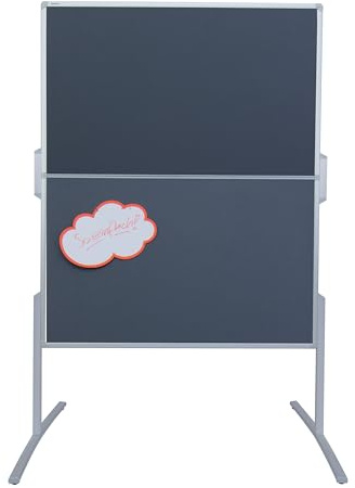 FRANKEN Moderationstafel PRO, doppelseitig, pinnbar, 120 x 150 cm, grau/Filz, klappbar, Pinnwand mit Standbeinen, MT880312