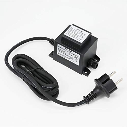 VBLED Gartus Bloc d'alimentation extérieur 12 V AC/45 W IP67 Fonctionnement de luminaires Système d'emboîtement IP44 Compatible lampes encastrées au sol et lampes