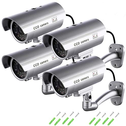 TEMPO DI SALDI 4 Telecamere Di Sorveglianza Finte Da Esterno Luce Led Lampeggiante Infrarossi