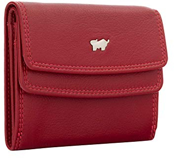 BRAUN BÜFFEL Damen Geldbörse aus echtem Leder Golf 2.0 - mit Druckknopf - Portemonnaie für Frauen - 4 Kartenfächer - Rot