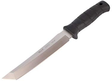 Muela Cuchillo japones TANTO-19W hoja de acero ACX-380 de 19 cm y empuñadura de goma para Caza, Pesca, Supervivencia y Bushcraft - Realizado en Ciudad Real