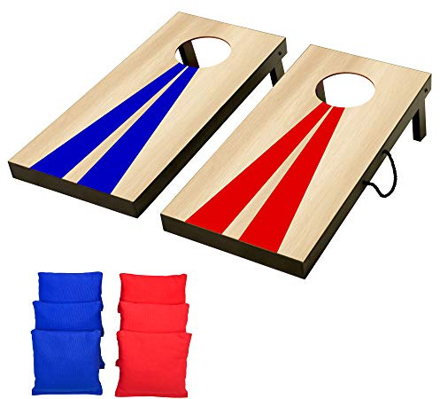 GoSports - Set da gioco cornhole portatile da 0,6 x 0,3 m, con 6 sacchetti, ideale per giocare in interni ed esterni, design in legno