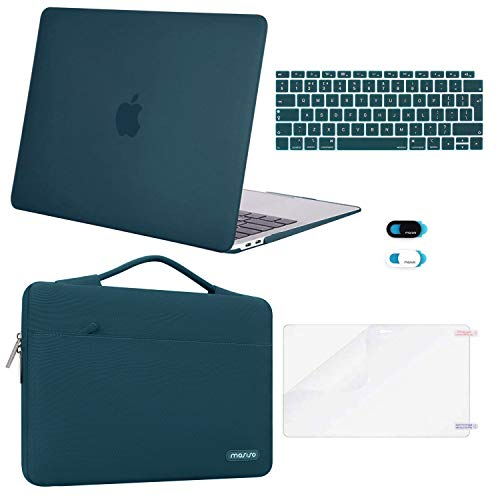 MOSISO Kompatibel mit MacBook Air 13 Zoll Hülle M1 2021 2020-2018 A2337 A2179 A1932, Hülle für MacBook Air M1 13,3 Zoll&Laptoptasche&Tastaturschutz&Webcam Abdeckung&Displayschutzfolie, Deep Teal