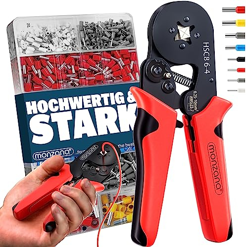MONZANA® Pince à sertir carrée avec 2000 cosses électriques 0,5-10 mm² outil bricolage sertissage embouts câbles