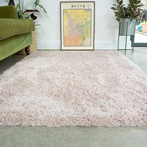 Pink Thick Shaggy Rug Blush Modern Durable Super Soft Fluffy Shag Rugs Living Room Area Bedroom 120cm x 170cm