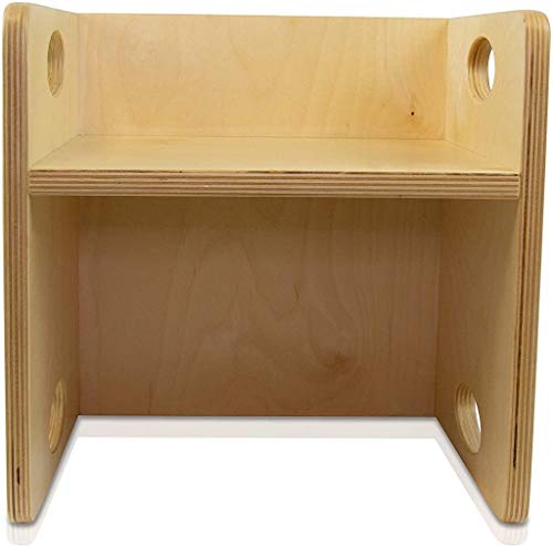 edu fun Kinderstuhl Wendehocker Holz 2in1 Tisch Kinder-Hocker mitwachsende Kindermöbel Zwei Sitzhöhen 21 cm oder 10,5 cm als Tisch 30 x 30 cm