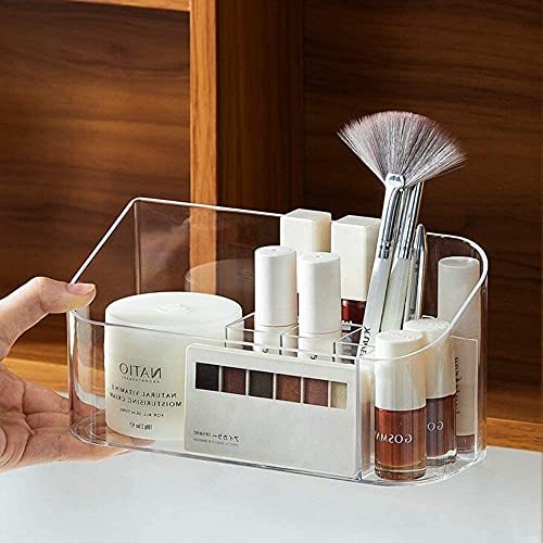 LINFIDITE Make up Organizer Kosmetik Organizer mit 9 Fächern 2 herausnehmbaren Trennwänden, Aufbewahrungsbox für Beauty Essentials Kristallklar,Badezimmerschrank Kosmetik Aufbewahrungshalter