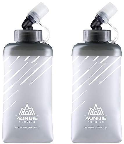 Azarxis Bouteille d'Eau Souple de Sport Pliante TPU Flacon Souple Pliable Pour Sac d'hydratation Randonnée Course Escalade (500 ml - 2 Pièces)