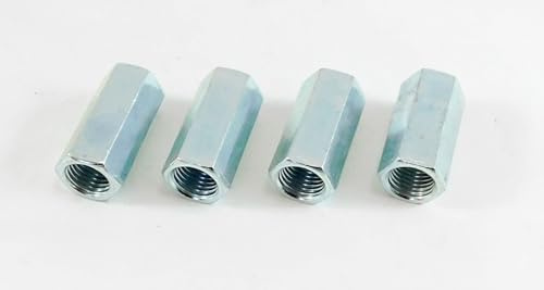 4 Pack 7/16-20 X 1-1/4 Long Fine Thread Hex Coupling Nut with Zinc Plate