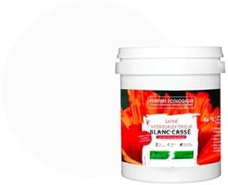 BOX DECO COULEURS Pintura natural ecológica interior exterior con aspecto satinado Natura – 1 l/13 m² [Clase energética A+], color blanco roto