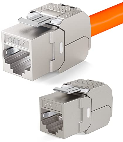 HB-Digital 2x CAT 7 Keystone Modulo RJ-45 Jack Connettore 1000 MHz 10Gbit/s Cavo Internet LSA per Patch Panel Ethernet LAN