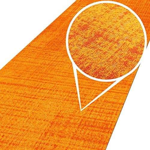 ANRO Teppich Läufer Wohnzimmer Flur Schlafzimmer Küche Küchenläufer Küchenteppich rutschfest Meterware Anton Gelb 100 x 350cm Neuheit