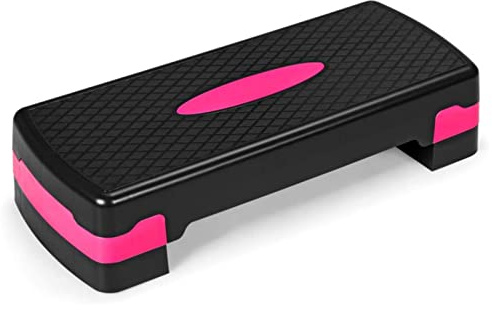 GYMAX Höhenverstellbarer Fitness Stepper, Aerobic-Stepper aus PP mit anti-rutsch-Matten & abnehmbare Ausführung, Stepbenches bis 250 KG belastbar, tragbares Steppbrett für Zuhause & Büro (Schwarz)