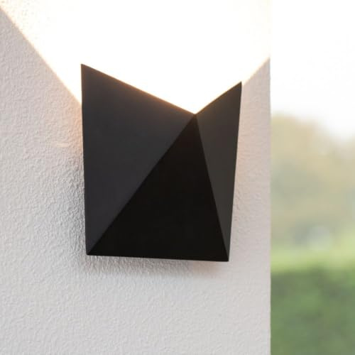 HOFTRONIC - Tria - LED Wandleuchte Uplight Schwarz - 3000K Warmweiß - IP54 Wasserdicht - 7W 620lm - Wandlampe für außen, innen und Badezimmer - Modern