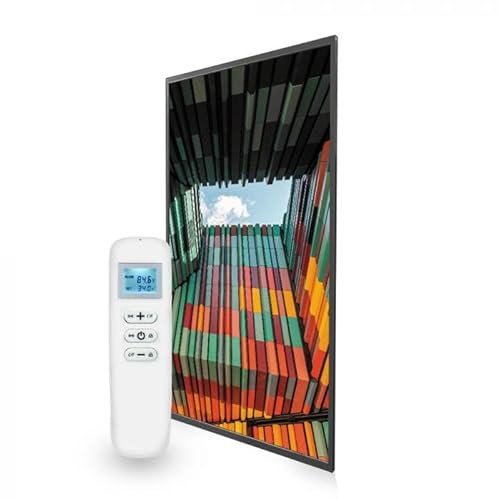 Mirrorstone Urban 700W Smart Wi-Fi Infrared Picture Heater, Electric Heating Panel, Low Consumption Home Living Room (Geometric Architecture)