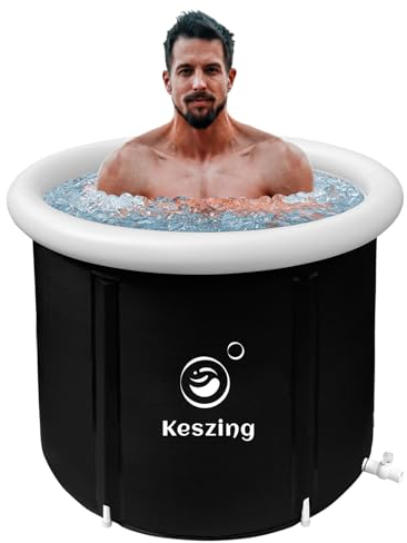 Keszing Eisbadewanne, faltbare Badewanne für Athleten, tragbare kalte Tauchwanne für Kaltwassertherapie zu Hause im Freien Gym (schwarz, 80x80cm)