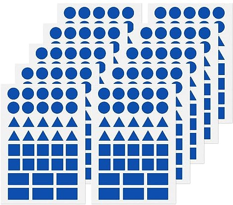 YIKIADA Blau Aufkleber Geometrische Formen Selbstklebende Klebepunkte Etiketten Dreieck, Kreis, Quadrat, Rechteck Umzugsaufkleber 360 Stück