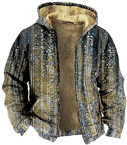 Leichte Sommerjacke Fleecejacke Herren Outdoor Herrenjacke Übergangsjacke Übergangsjacke Herbst Retro Bedrucken Kapuzenjacke Fleece Futter Winterjacke Holzfäller Jacke Gefüttert Sweatjacke Grau 4Xl