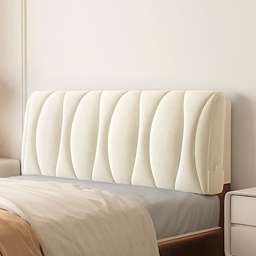 ZZYK Wandkissen Gepolsterte Kopfteile Große Keilrückenlehne Rechteck Tagesbett Kissen Lendenwirbelstützkissen Kissen Mit Abnehmbarem Fleecebezug,Beige,Straps 53/135cm