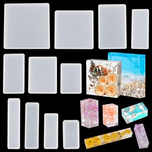 DIYBravo 11 pz Stampi Resina Epossidica Cubica Rettangolari Quadrato Stampi Quadrata Stampi Cubo Rectangular Ornament, Stampi Candela Fai Da Te Decorazione