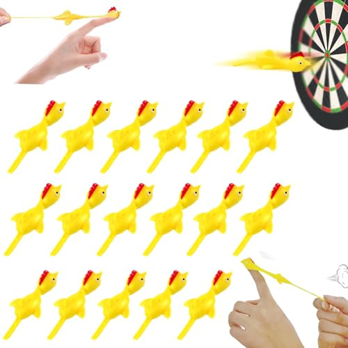 RXKFIGX kuyi 30 Pieces Fingertip Rubber Chicken Slingshot Chicken Stretching Flying Chicken Finger Stretchy Flick Flying Chicken Novelty Catapult Chicken