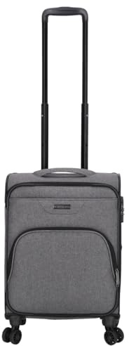 Kenorada Reisetrolley SoftLITE 4w | Koffer aus strapazierfähigem Polyester | Leichter Trolley mit Vier Doppelrollen | TSA Zahlenschloss (grau Melange anthrazit, S - 55 cm Handgepäck)