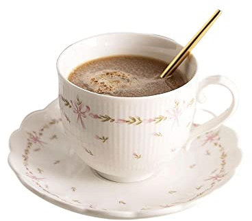 Tasse,Tasse à café,tasses à café et chocolat chaud,tasse à thé à fleurs de 250 ml avec soucoupe ensemble de tasse à café en céramique couple petit déjeuner tasse à lait assiette à dessert résistant à