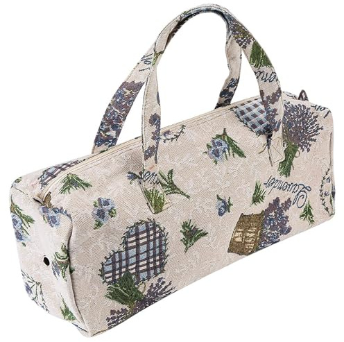 Stricktasche, Aufbewahrungstasche Strickbeutel Stricken Tasche für Garn Häkelnadeln Stricknadeln und Zubehör Leichte Blumenmuster (lila Blume)