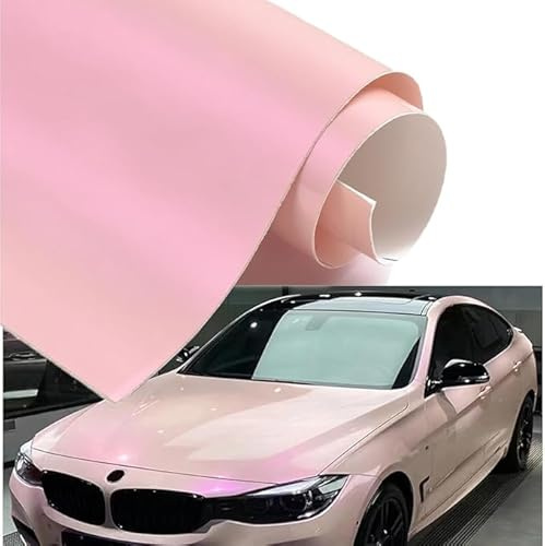 JSCARLIFE Autofolie Rosa, Auto Wrapping Folie Hellrosa, Wasserfest Selbstklebende Lackschutzfolie Car Vinyl Film Wrap Light Pink,Tuning Folierung Rosa Glitzer (30 * 152 cm) (Pink)
