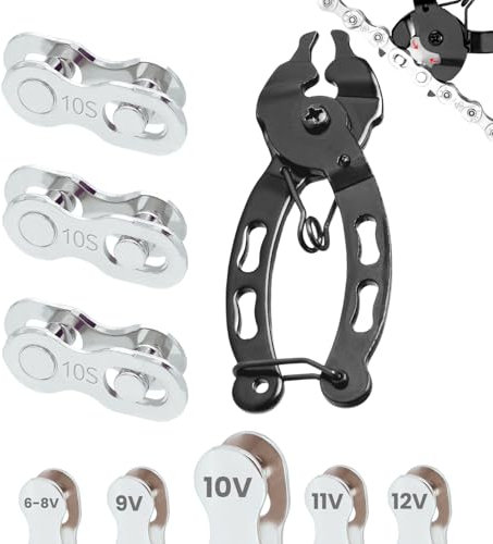 10-fach Schnellverschlussglied und Zangen, kompatibel mit Shimano und Sram für Fahrradkette | 3 Paare für 10-fach Ketten – Fahrradkettenglied | Für 6, 7, 8, 9, 10, 11, 12 Gänge geeignet.