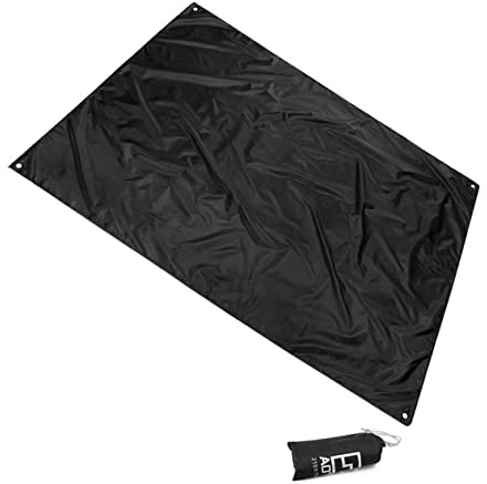 POPETPOP 1pc Waterproof Camping Ground Sheet Tent Ground Tarp Picnic Mat 210x150cm Black Easy to Use and Sturdy