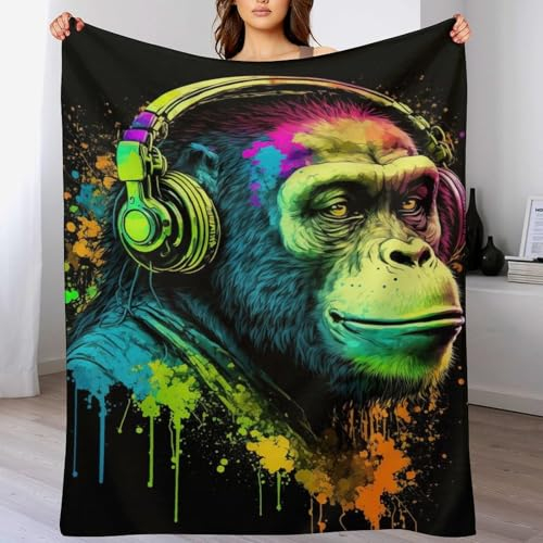 Gorillas Wolldecke Wohndecke Warm & Kuschelig Waschbar, Überwurf Ideal Für Draußen, Camping, Couch, Bett, Reisen – Superweiche Wolldecke （150×200cm）
