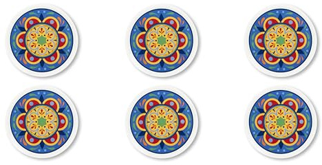 Excelsa Puebla Set 6 Piatti Pizza, Diametro 31 Cm., Porcellana, Multicolore